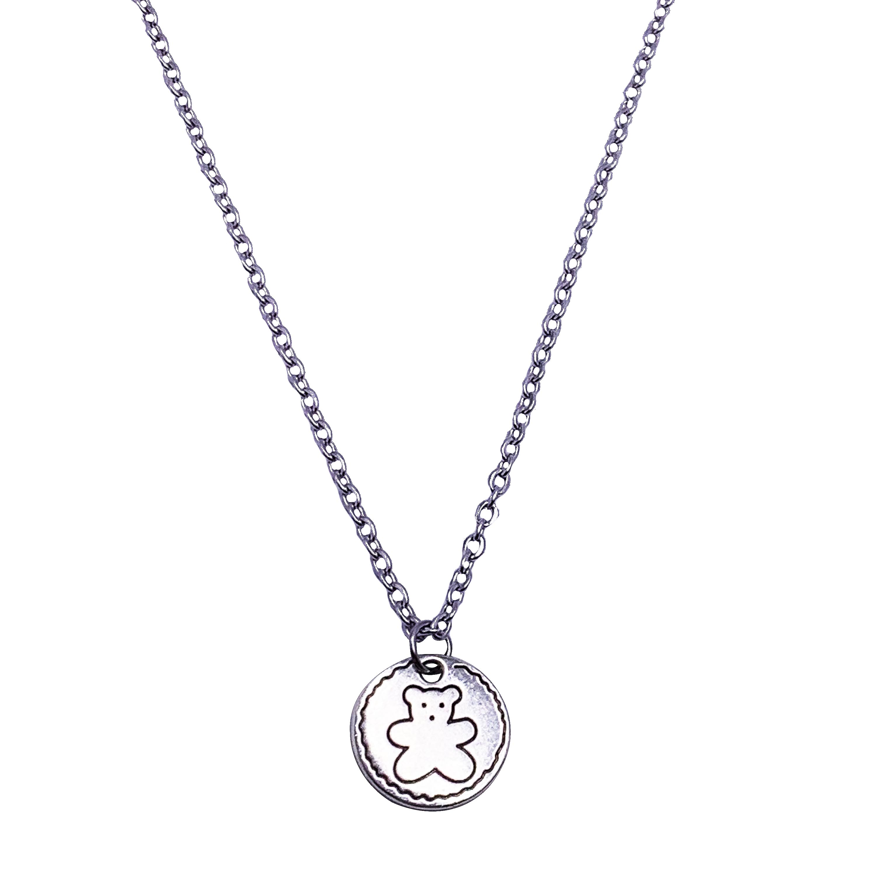 PDSTYLE自制 圆牌小熊复古吊坠男女嘻哈项链ins个性可爱气质礼物 - 图3