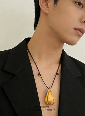 PDSTYLE天然佛手木质吊坠项链