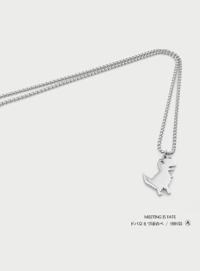 INS小恐龙钛钢吊坠街头项链