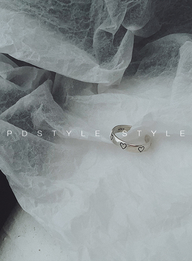 pdstyle少女爱心镀银百搭戒指
