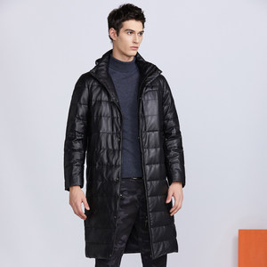 ZORANZI庄子男秋冬长款商务皮羽绒服可脱卸帽绵羊皮皮衣LMR17738