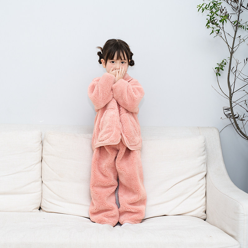 美标2025冬季新品女童睡衣女小孩家居服保暖家居服儿童珊瑚绒加厚,淘宝优惠券,粉丝福利购,淘宝优惠卷