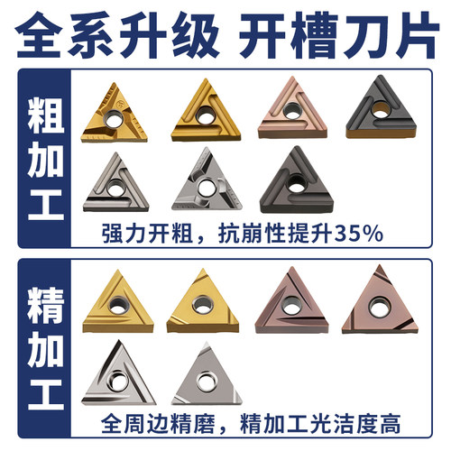 数控车刀片金属陶瓷TNMG160404R/L-VF/S钢件精车三角形开槽刀粒 - 图0