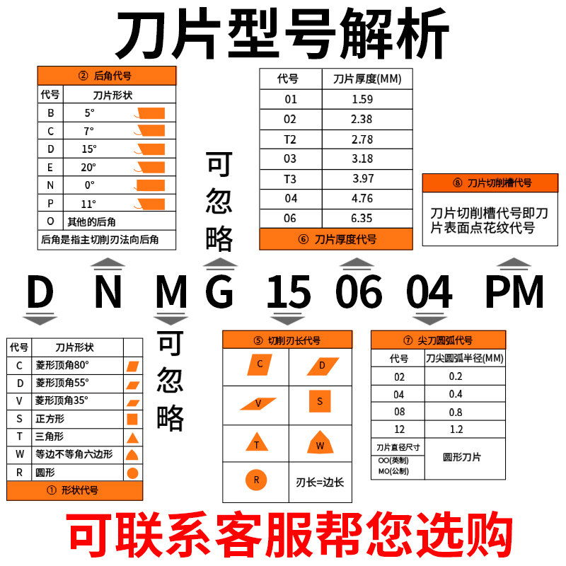 数控车床刀头55度菱形DNMG1504外圆内孔车刀粒DNMG150604车刀刀片 - 图0