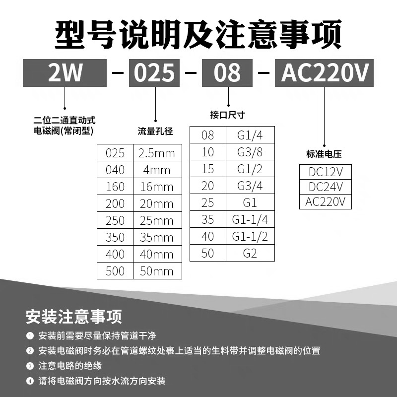 常闭电磁阀水阀2分4分6分1寸2寸气阀AC220V开关阀DC24V电磁控制阀 - 图0