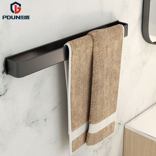 毛巾架免打孔卫生间浴巾架挂钩浴室挂架单杆毛巾杆厕所壁挂浴巾架 - 图0