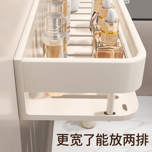 卫生间奶白色置物架免打孔壁挂式厕所洗手间浴室洗漱台转角收纳架 - 图3