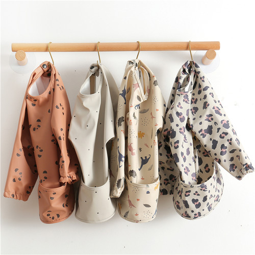 出口丹麦辅食罩衣宝宝吃饭围兜防水饭兜防脏围裙围衣儿童饭衣包衣 - 图1