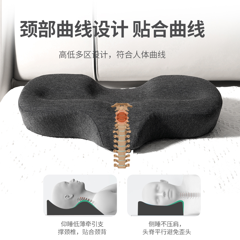 洛丽家居旗舰店枕头护颈椎枕芯宿舍单人竹炭记忆棉枕家用睡眠夏季男女一对装拍两1