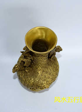 龙凤花瓶黄铜礼品中式装饰摆件