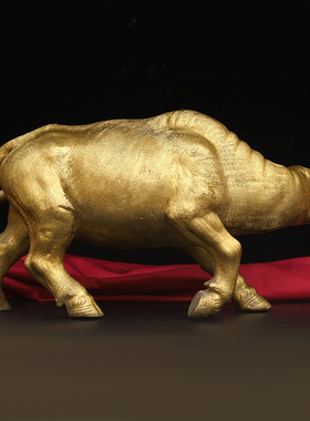 黄铜牛招财镇宅摆件中式