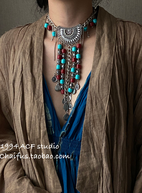 波西米亚异域风情仿松石项链