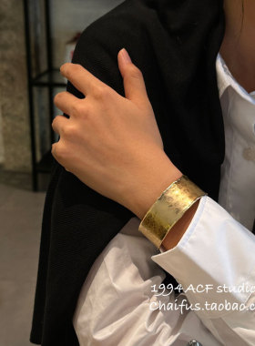 欧美朋克肌理感金属开口手镯