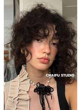 日韩辣妹风串珠水晶花朵项链