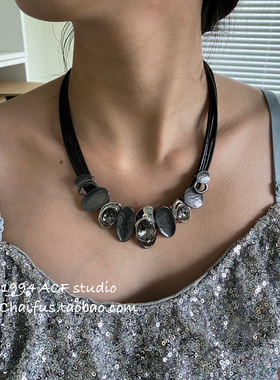 哥特亚文化皮革金属项链