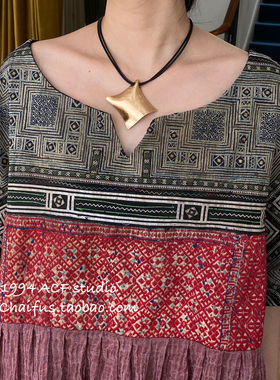 韩系极简风哑光几何方片项链