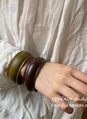 欧美朋克风皮质开口手镯