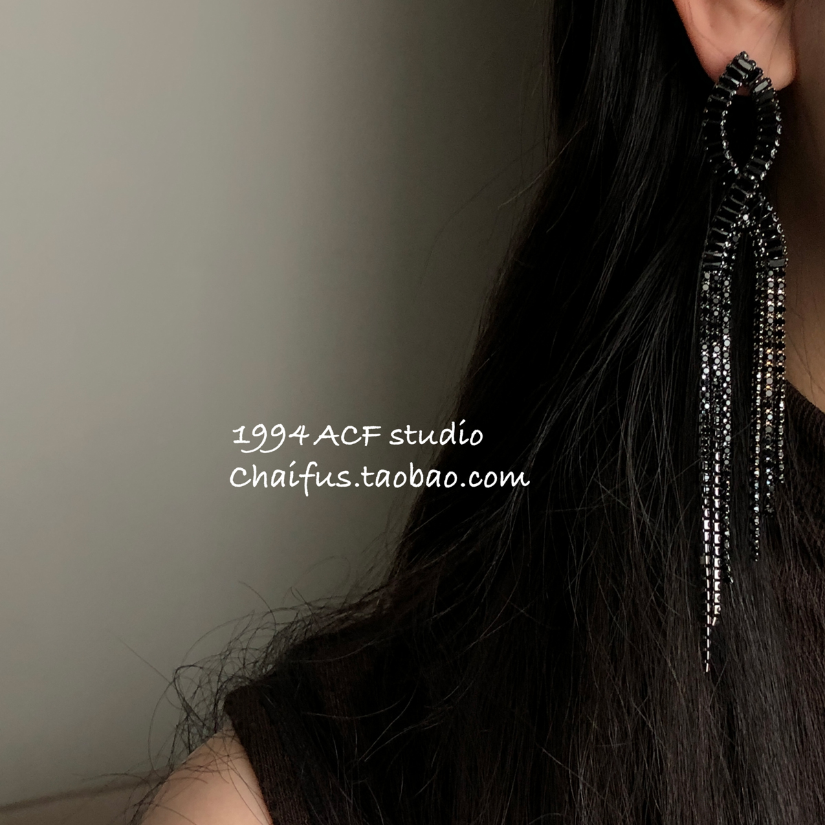 柴夫工作室/E811 欧美奢华满钻超闪流苏耳钉复古交叉高级感耳环 - 图1