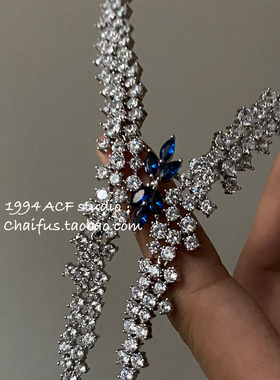 法式轻奢高级感闪钻项链耳钉套装