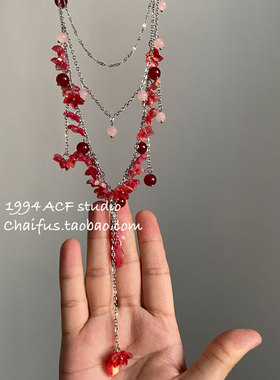 欧美暗夜辣妹多层串珠流苏项链