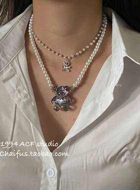 韩系甜酷风立体树脂小熊项链