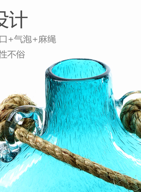 客厅创意摆件蓝色气泡带麻绳北欧