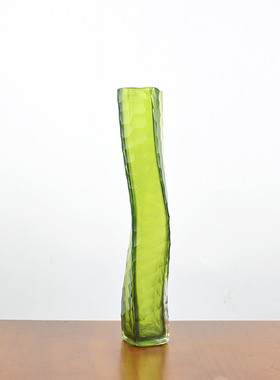 欧式风水晶绿色渐变手工吹制摆件