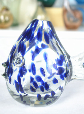 艺术风手工玻璃鸟象鱼小花瓶摆件