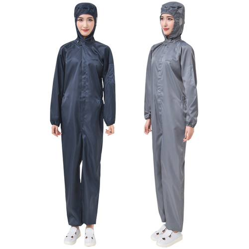 大码连帽连体防尘静电服一体式工作男女不沾灰分体洁净衣喷漆服 - 图3