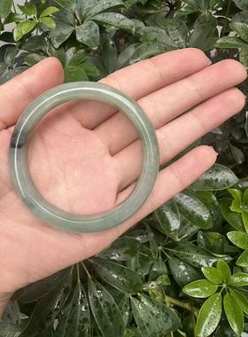 天然缅甸A货翡翠手镯冰种飘花玉镯子56圈口