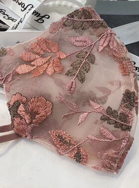 女士春夏新款国风双层蕾丝刺绣防晒遮阳口罩护眼角面罩防风尘面纱