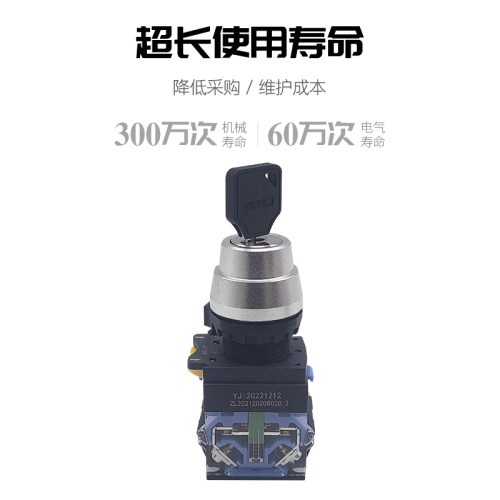 一佳LA38-11Y/21两档20Y/31三档带钥匙选择旋钮锁头开关自锁22mm - 图2