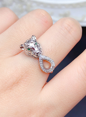 925银三色戒指空托水滴形5x7