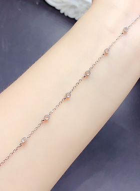 925银三色手链空托圆形2mm精致时尚百搭气质女手链镶嵌DIY