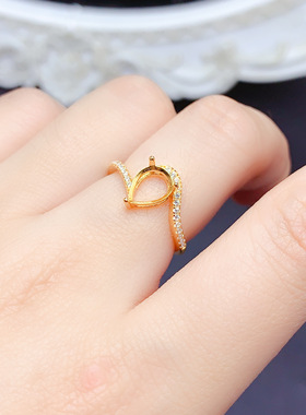 925银三色戒指空托椭圆形5x7/6x8