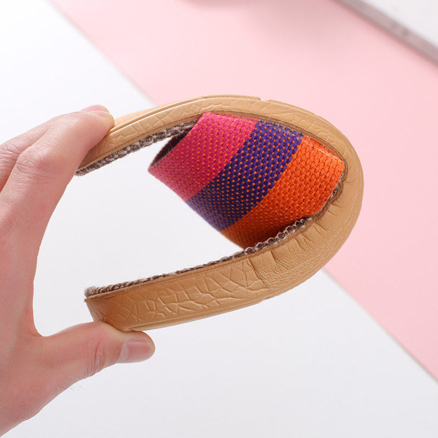 新款EVA亚麻防滑软底一字拖鞋