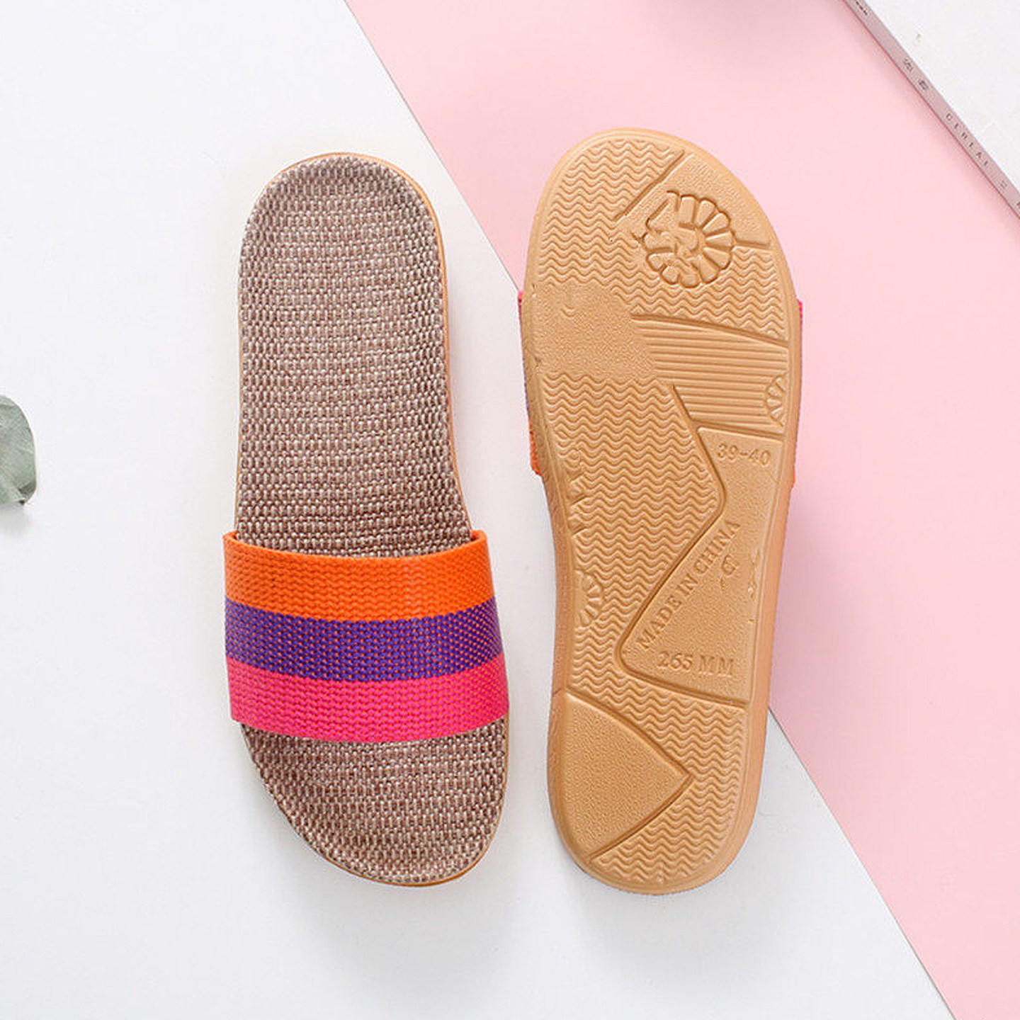 新款EVA亚麻防滑软底一字拖鞋