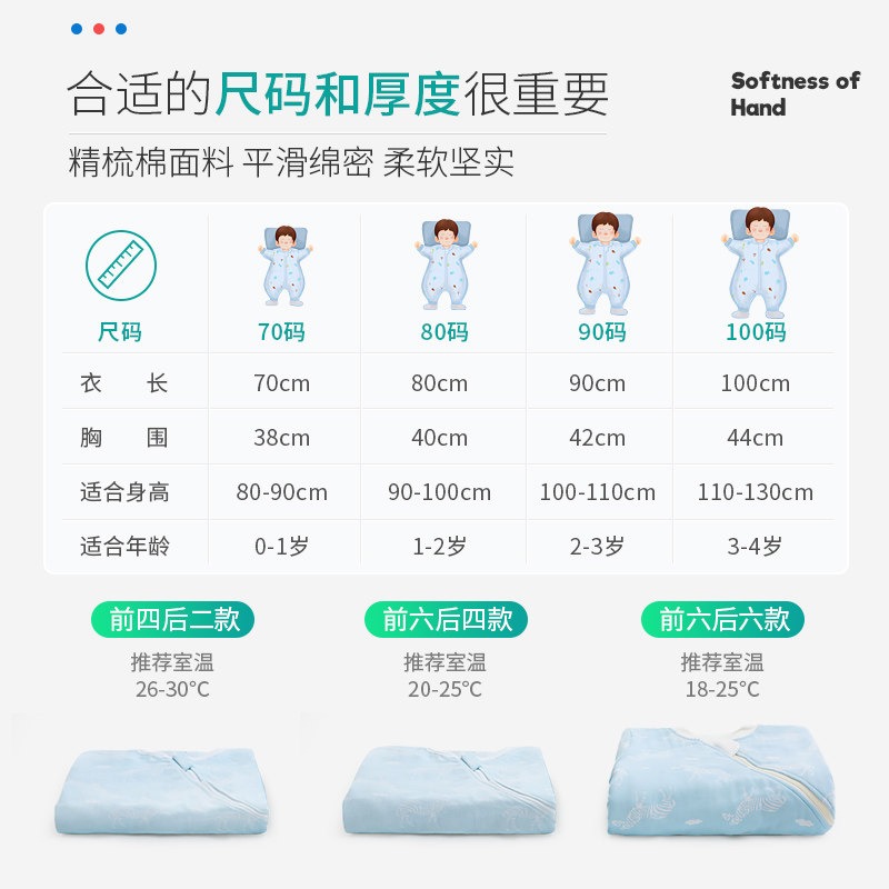 南极人春秋宝宝纱布纯棉神器防踢被 艾因宝母婴睡袋/防踢被