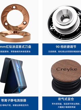 Creyke咖锐客DF64N专业家用咖啡电动磨豆粉机红钛现磨意式手冲研