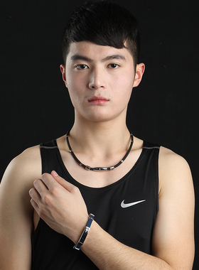 黑胆石磁性项链磁疗手