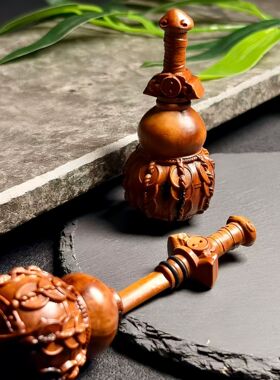 雷击枣木雕葫芦福禄配件挂件汽车