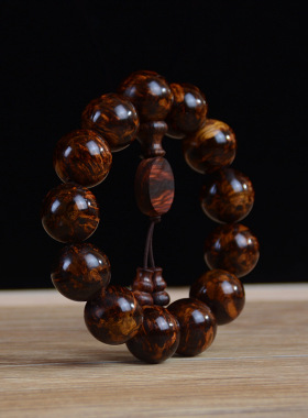 缅甸小叶藤香木手串烟花纹留疤似