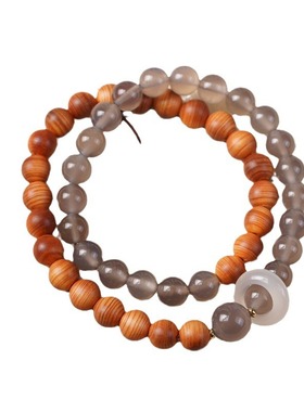 灰玛瑙陈化崖柏木质手串男女手持