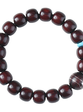 印度小叶紫檀老型珠镶嵌如意手串