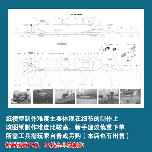 巴哈马籍Elbe Highway号滚装船JSC轮船纸模型 1:400 手工制作DIY - 图1