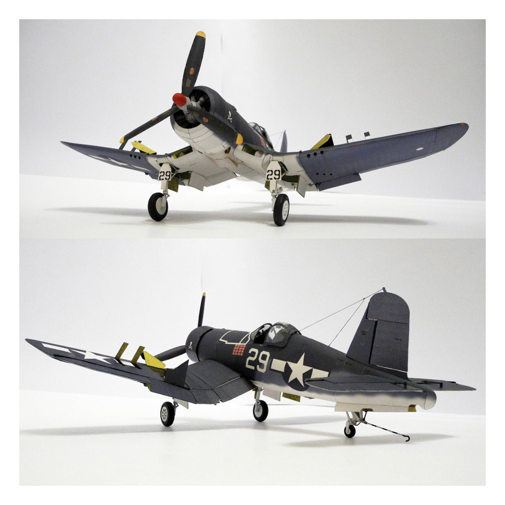 美国F4U-1A海盗舰载战斗机纸模型 1:33手工制作立体纸艺 DIY-图3