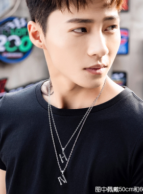 钛钢英文字母项链男士女ins朋克