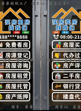 房产中介门店玻璃门标识墙贴