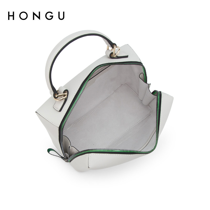 红谷2020新款牛皮单肩简约波士顿包 红谷女士包袋