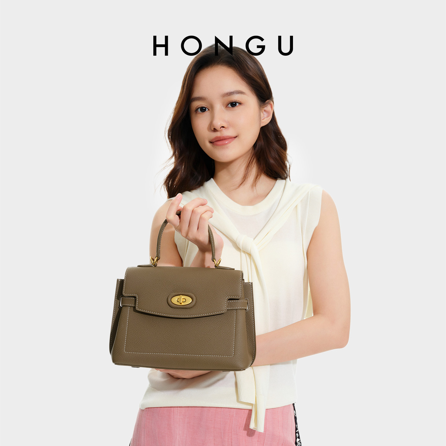 红谷包包女式2025新款真皮手提包高级感牛皮斜挎包女士单肩包